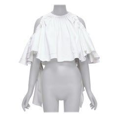Ellery bianco in misto cotone con maniche a cascata e crop top UK6 XS