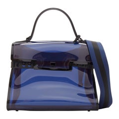 DELVAUX PVC Tempete Dark Night Bleu De Prusse bolso satchel con solapa azul marino