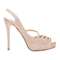 VALENTINO nude crystal strass encrusted d'orsay peep platform pumps EU36