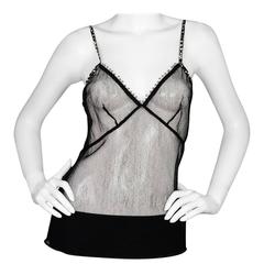 Chanel Black Mesh Spaghetti Strap Camisole Insert sz 42 3
