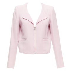 Carven rosa, 100% lana vergine, rever a lancia, blazer con zip FR38 M.