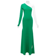 VICTORIA BECKHAM 2023 vestido maxi verde de un hombro con cuerpo UK10 M