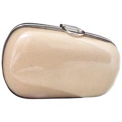 Rare 1990s Isaac Mizrahi Nude Tan Plexiglass Minaudière Finger Clutch Bad Purse