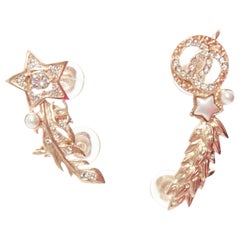CHANEL A19 Shootting Star or logo CC irrégulier clip sur boucles d'oreilles
