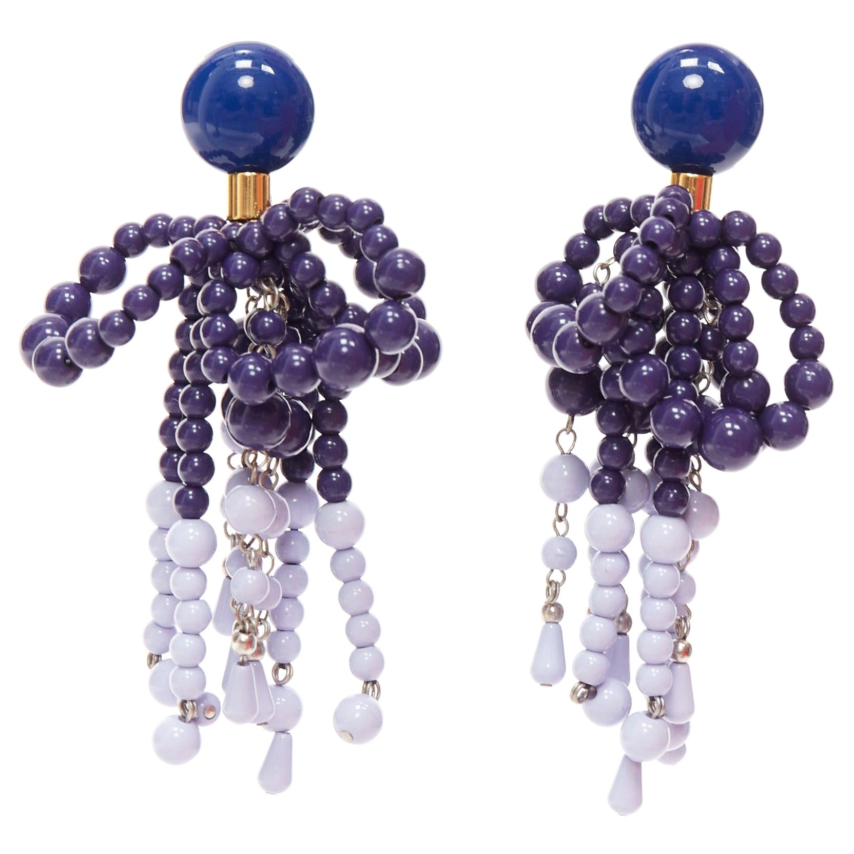 Marni, orecchini a clip con perline blu a contrasto, Coppia in vendita