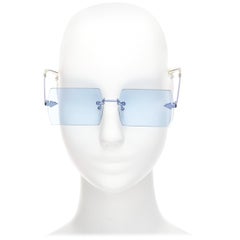 KAREN WALKER The Bird blauer Pfeil Seite handgefertigte Tönung quadratisch quadratische Sonnenbrille