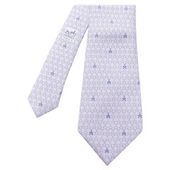 HERMES corbata formal estampado de estrellas de mar en contraste 100% seda púrpura lavanda