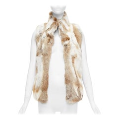 EAVES marrone bianco con pelliccia di coniglio patchwork a collo alto e senza maniche S.S. White