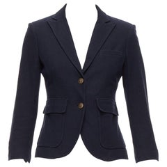 RAG & BONE navy waffle cotton daggers buttons 3 pockets fitted blazer US2 S