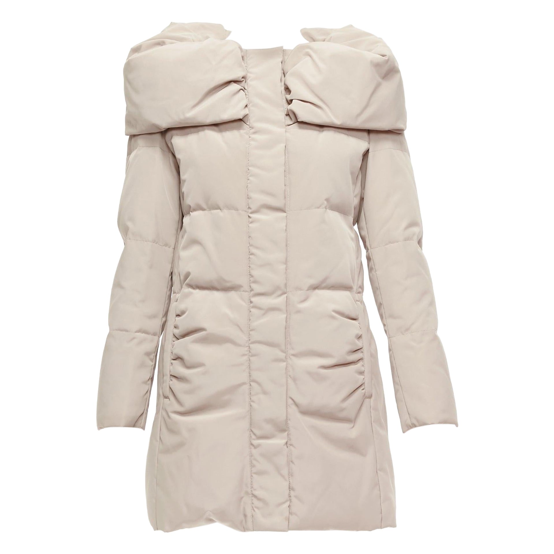 MAX & CO Caldo beige bateau con collo foldover, cappotto lungo e aderente IT42 M. in vendita