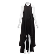 WHISTLES black round neck flare hi low long gown dress US4 S