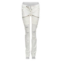 LGB white distressed painted topstitch zip detail black tag jeans 28"