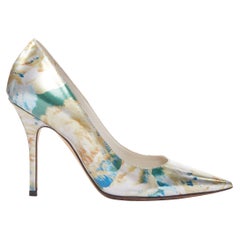 DIOR Raf Simons Metallic Mehrfarbige spitz zulaufende Pumps mit abstraktem Druck EU36