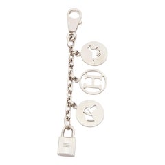 HERMES Palladium Breloque Olga Cadena lock H logo horse dog coin bag charm chain