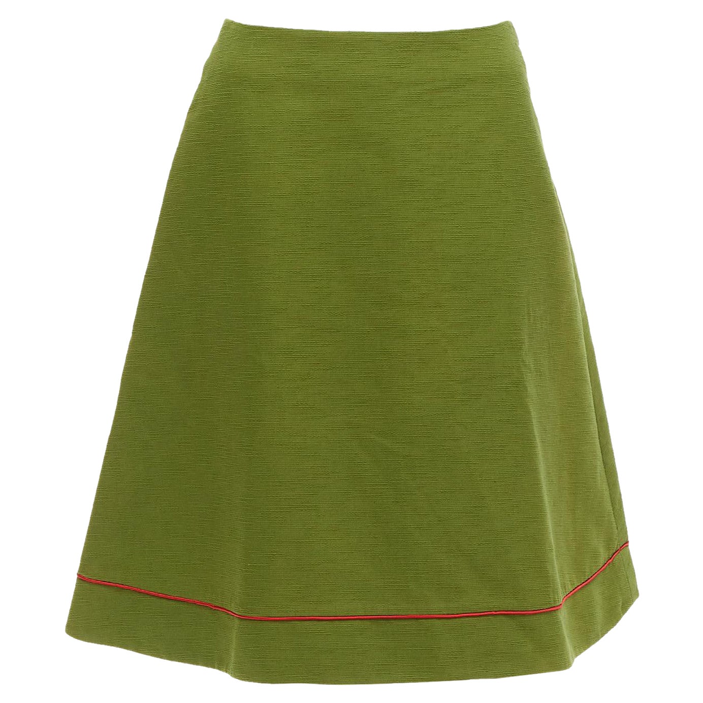 rare CHRISTIAN DIOR John Galliano 1999 Communist green pique Aline skirt FR40 L
