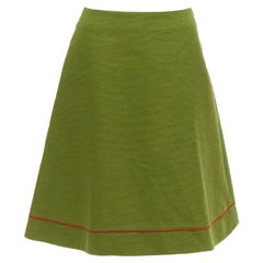 rare CHRISTIAN DIOR John Galliano 1999 Communist green pique Aline skirt FR40 L