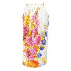 DRIES VAN NOTEN 2020 Runway watercolor floral print slit midi skirt M