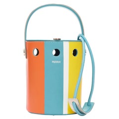 PERRIN Le Mini Seau multicolor colorblock silver logo bucket shoulder bag