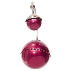 DIOR Tribales boucles d'oreilles orbitales en fausses perles de cristal rouge pealescent Paire de boucles d'oreilles