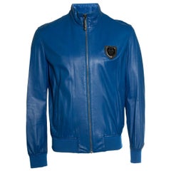 Philipp Plein, blue leather jacket