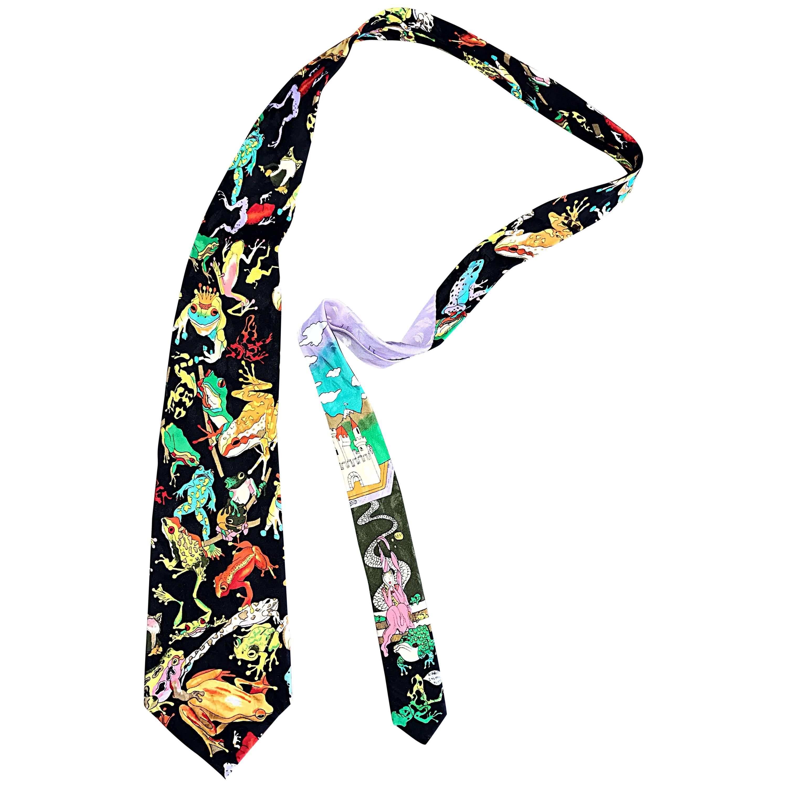 Super Rare Nicole Miller Limited Edition Vintage Men's 1990s Frog Novelty Tie