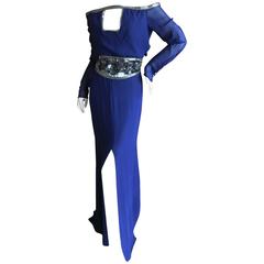 Valentino Silk Chiffon Off the Shoulder Beaded Evening Dress with Keyhole Bust 12