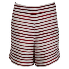 Loro Piana - Pantaloncini a gamba intera in lino a righe orizzontali bianche e rosse 42