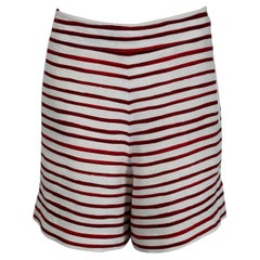 Loro Piana Red & White Horizontal Stripe Linen Full Leg Shorts 42