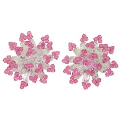 Pink Crystal Beaded Clip On Earrings, C.1980