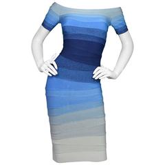 Herve Leger Gradient Blue Bandage Dress sz XS