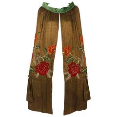 1920's Opulent Metallic-Lame Embroidered Roses Beaded Jeweled Flapper Coat Cape 3