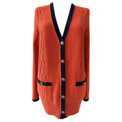 Used Chanel New Paris / Hamburg Orange Cashmere Cardigan