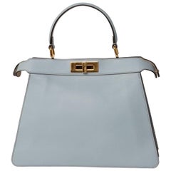 Borsa a Spalla Fendi Peekaboo ISeeU Medium Azzurra