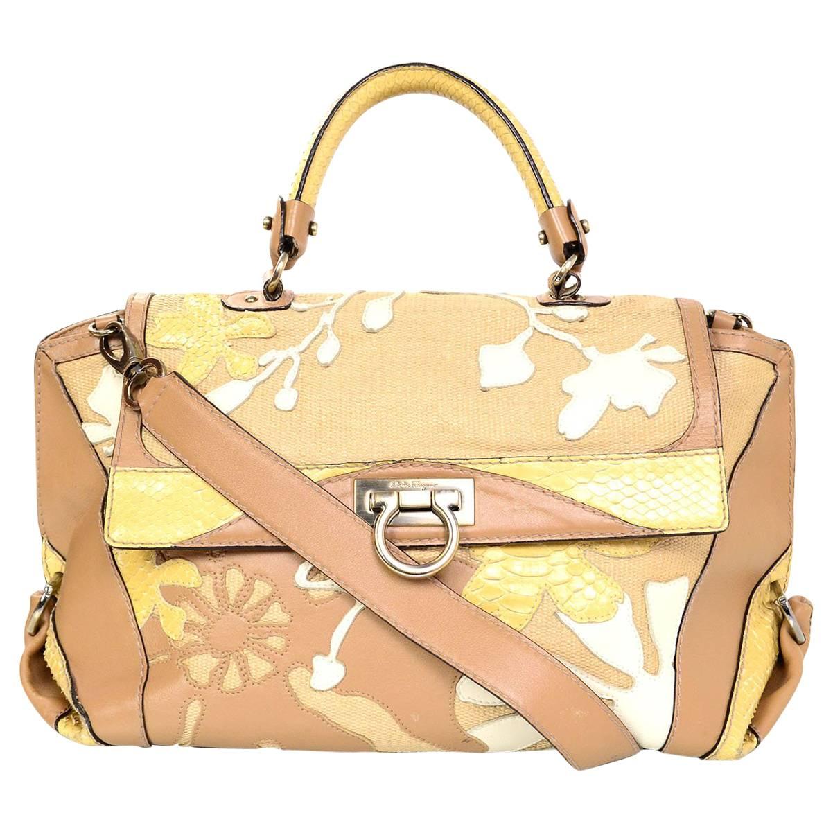 Salvatore Ferragamo Beige & Tan Sofia Satchel Bag BHW