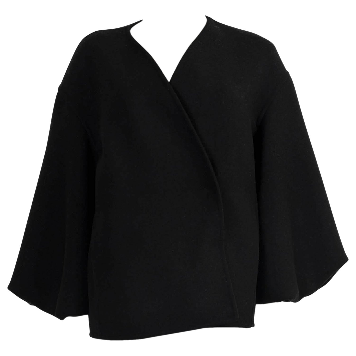 JIL SANDER black wool 2022 BALLOON SLEEVE Jacket 38 M For Sale