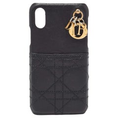 Dior Black Cannage Leather Lady Dior iPhone X Case