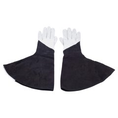 Louis Vuitton Black & Silver Suede & Leather Gloves S
