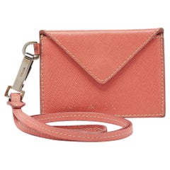 Prada Orange Saffiano Leather Badge Holder