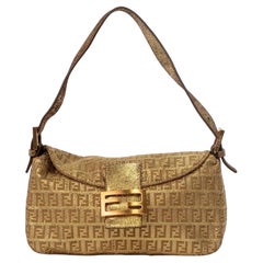 Borsa A Spalla Fendi Mama Baguette Lurex Oro