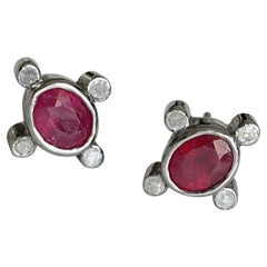 Ruby diamond Earring Certified Natural Ruby 925 Sterling Silver Earring