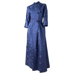 50s Classic Asian Silk Cornflower Blue Dress