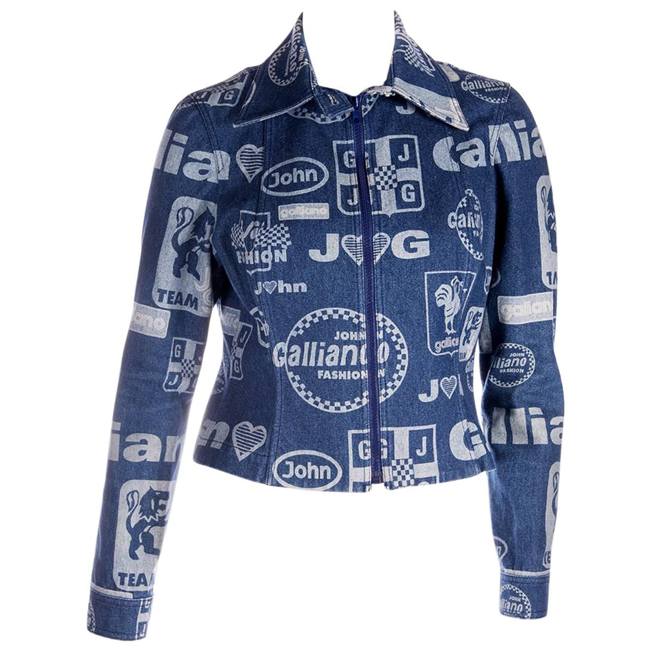 John Galliano Iconic Formula 1 Logo Denim Jacket