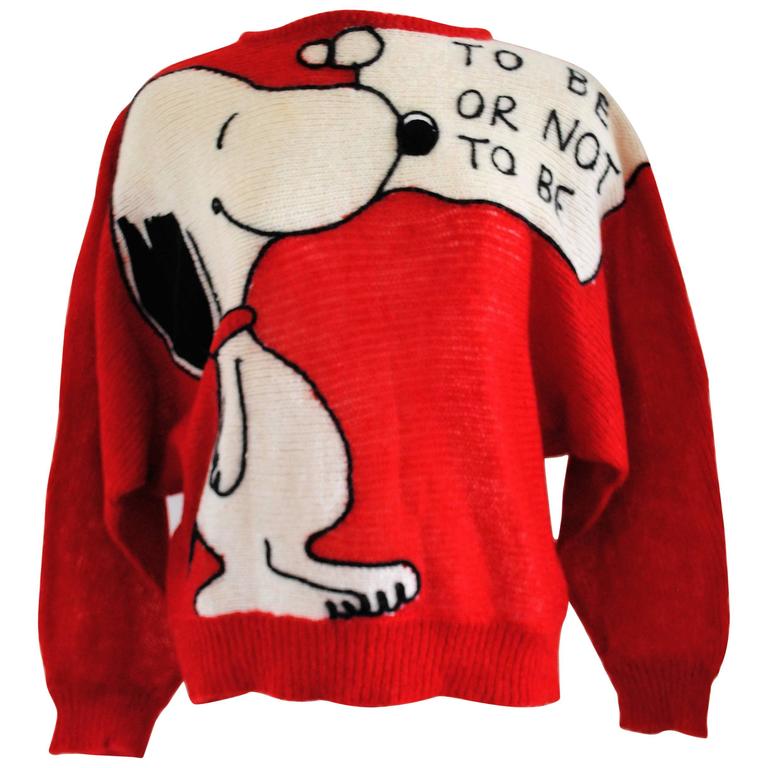 J.C de Castelbajaf for Iceberg red Snoopy sweater "To be or not to be" at  1stDibs | vintage iceberg sweater, snoopy iceberg, iceberg sweater snoopy