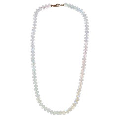 140 Carat Blue Rainbow Moonstone Necklace in 14K Solid Gold