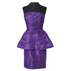 Purple bustier cocktail dress Victor Costa for Saks Fifth Avenue Circa 1980's 