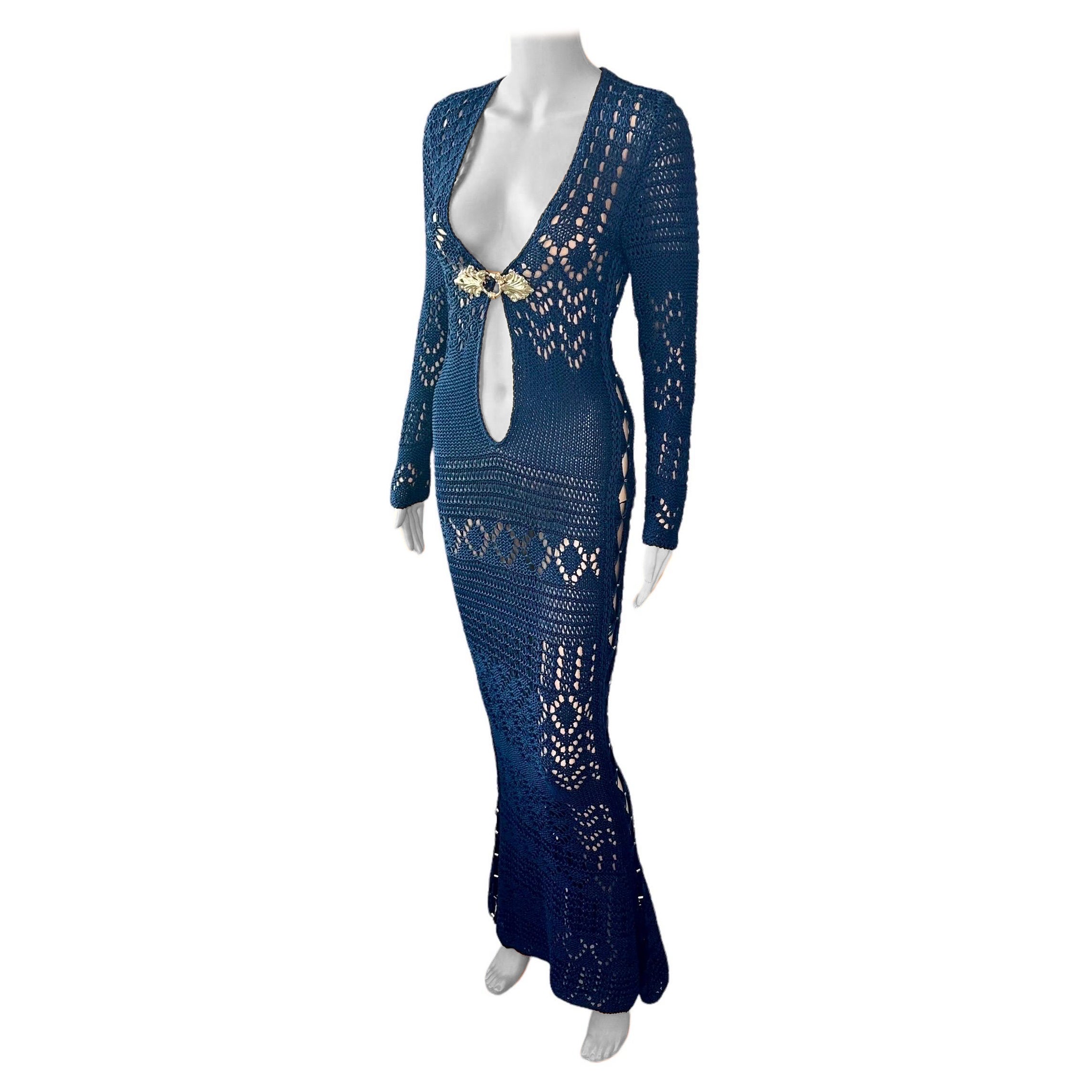 Emilio Pucci S/S 2011 Runway Unworn Embellished Cutout Crochet Open Knit Dress For Sale