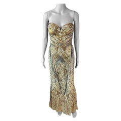 Roberto Cavalli c.2011 Embellished Bustier Corset Strapless Evening Dress Gown