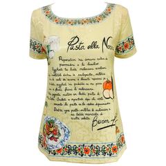 Dolce & Gabbana Pasta alla Norma Recipe Brocade Short Sleeve Tee Shirt 