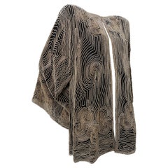 1980s SUZ Black Silk Jacket Heavily Encrusted w Faux Pearls in a Cloud Motif