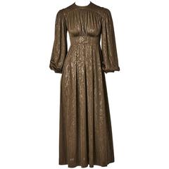 Vintage Jean Muir Moire Patterned Jersey Maxi Dress